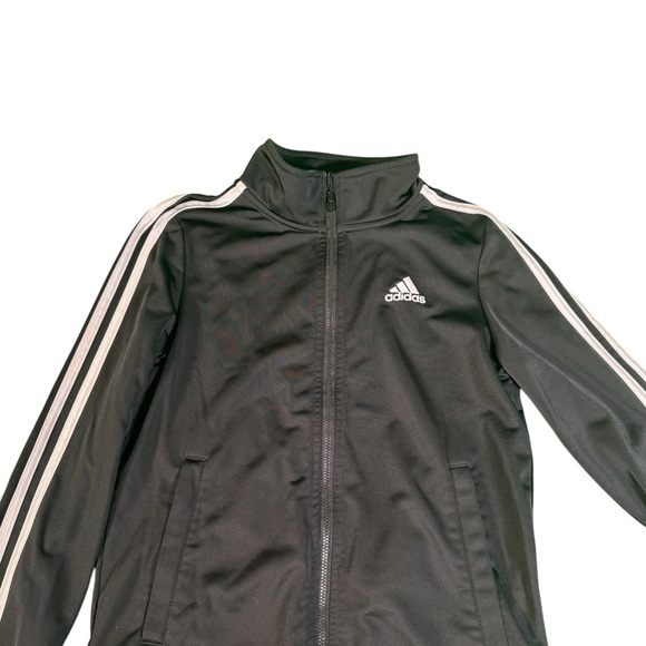 ADIDAS Unisex Track Jacket Black With Stripes Size Medium 10/12 Youth Full Zip - Picture 5 of 12